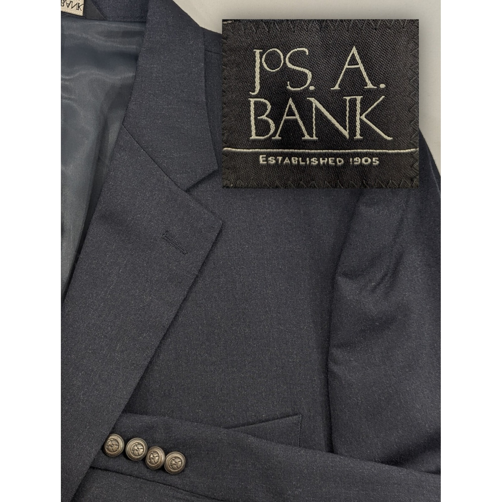 Jos A Bank Blazer Sport Suit Jacket Wool Cashmere Blend Dark Pale Blue 48r 50"